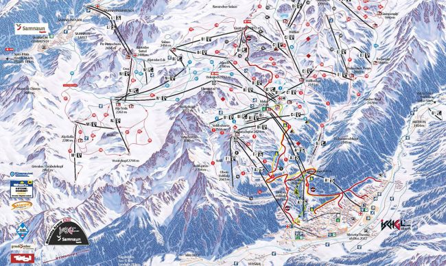 Skigebiet Samnaun Ischgl - Pistenplan